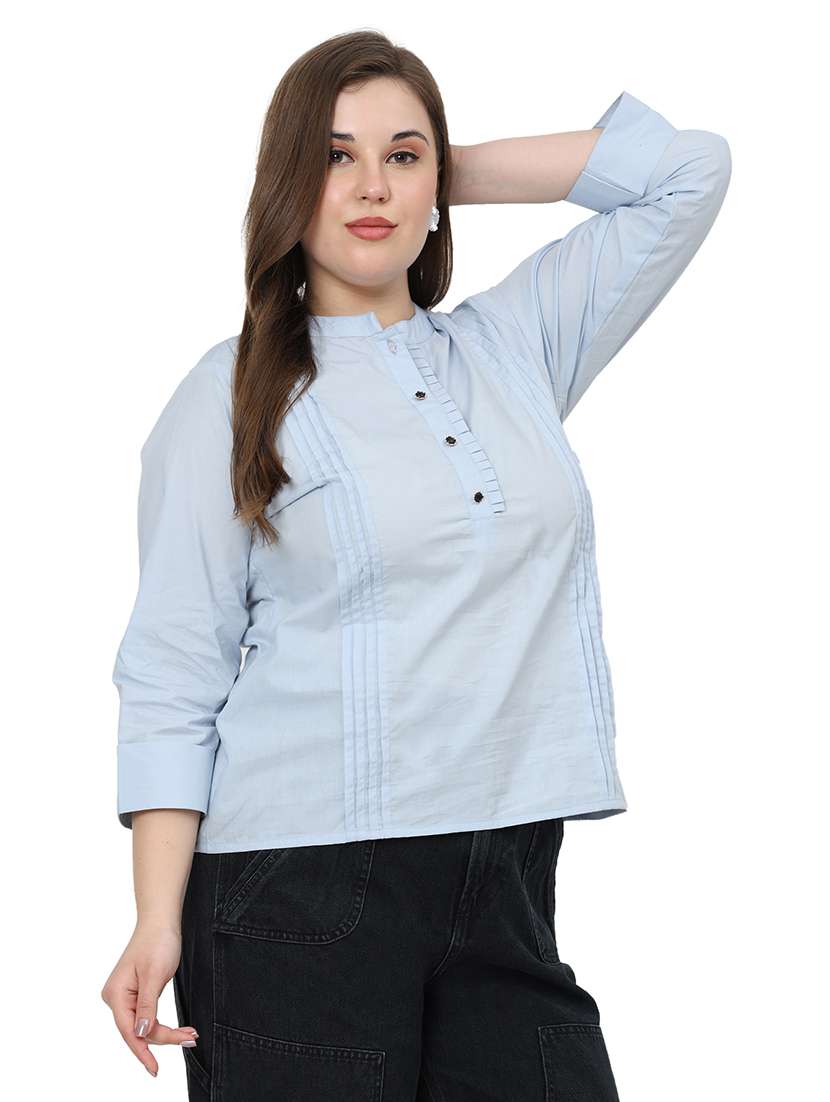 women solid three quarter sleeves regular top - 22512277 -  Standard Image - 4