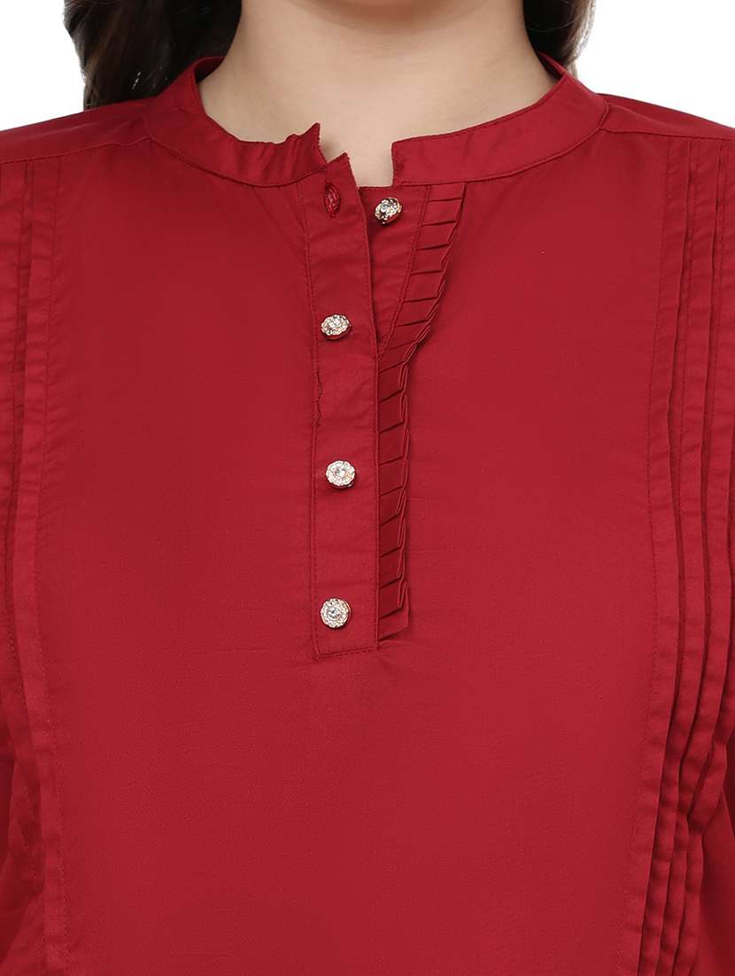 women solid three quarter sleeves regular top - 22512279 -  Standard Image - 1