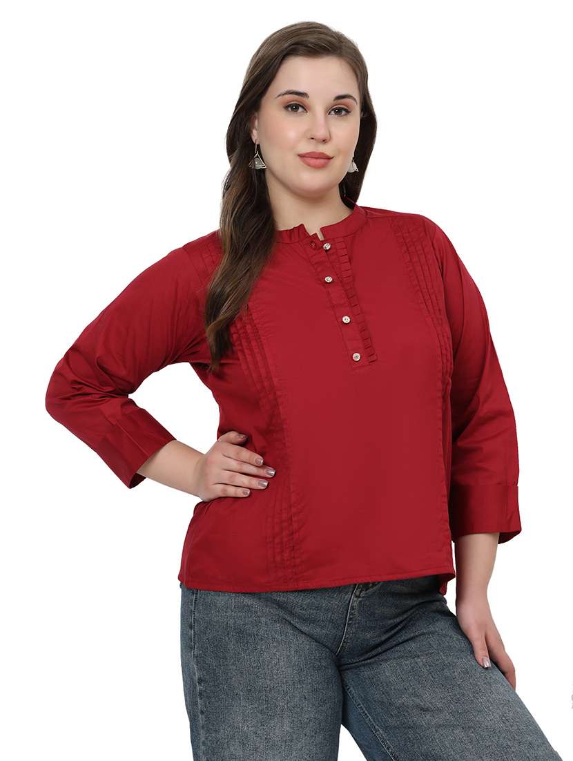 women solid three quarter sleeves regular top - 22512279 -  Standard Image - 4