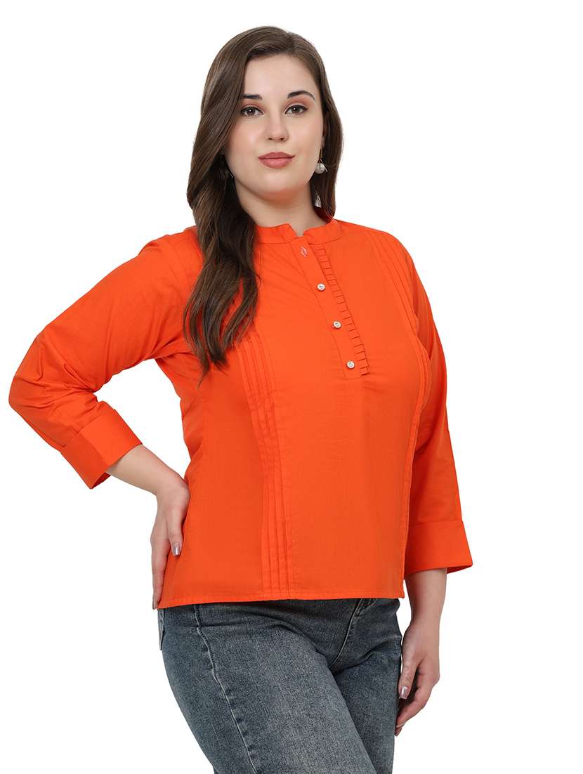 women solid three quarter sleeves regular top - 22512280 -  Standard Image - 4