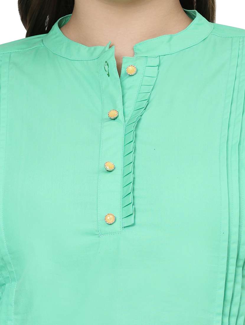 women solid three quarter sleeves regular top - 22512282 -  Standard Image - 1