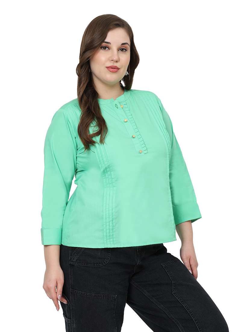 women solid three quarter sleeves regular top - 22512282 -  Standard Image - 4