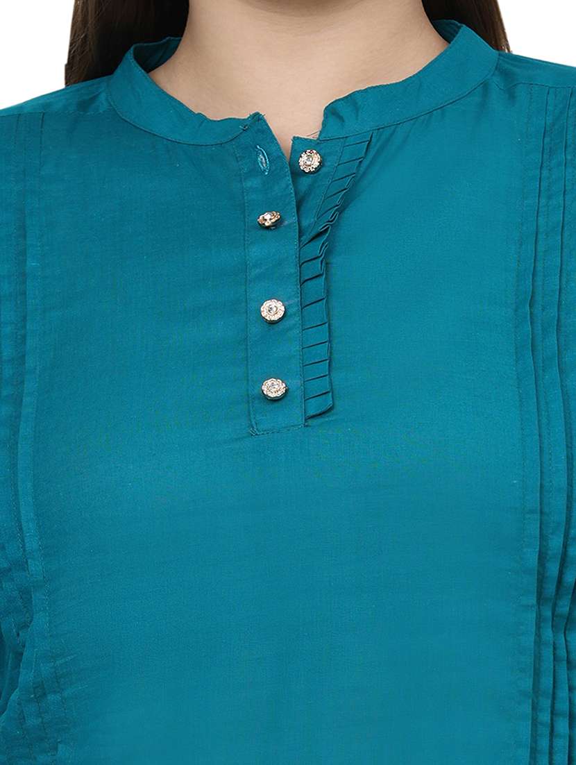 women solid three quarter sleeves regular top - 22512285 -  Standard Image - 1