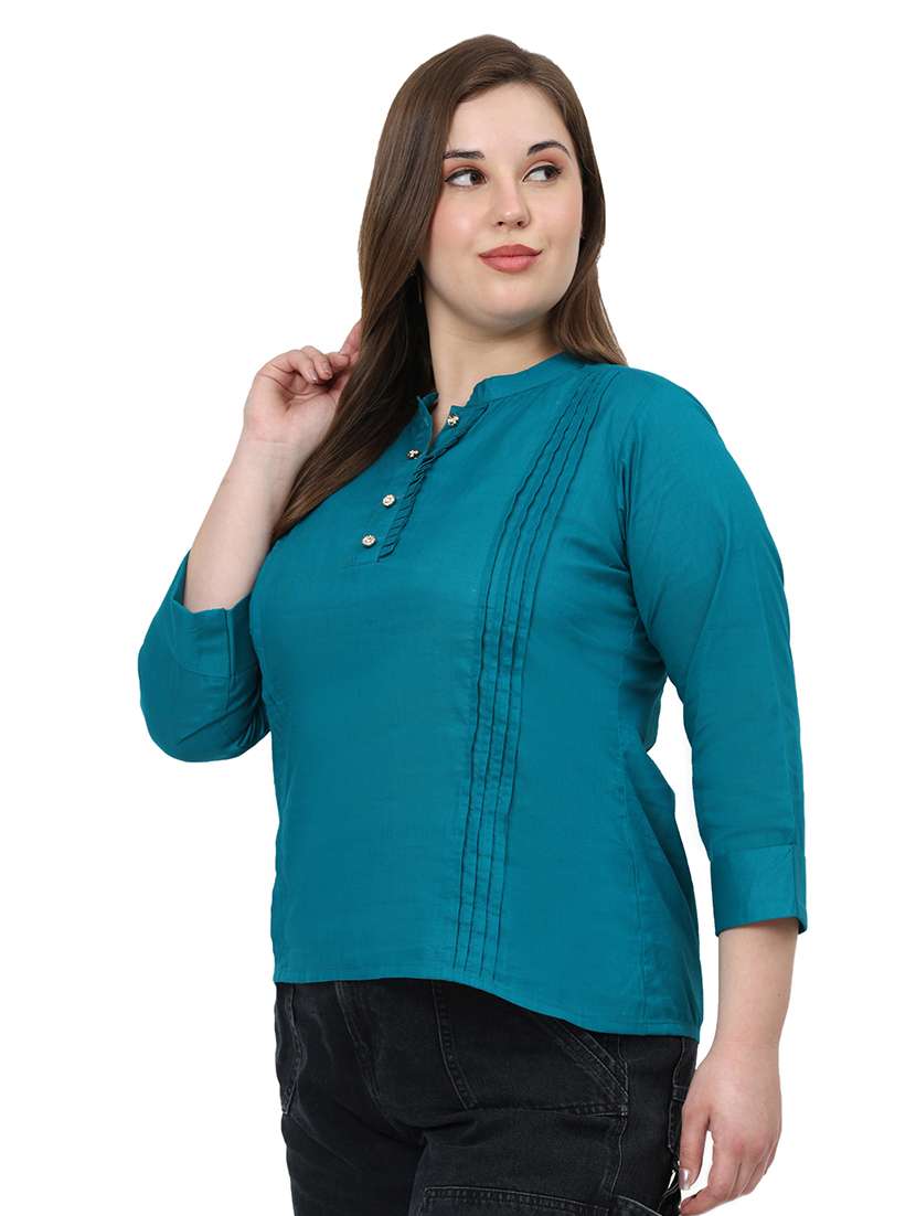 women solid three quarter sleeves regular top - 22512285 -  Standard Image - 4