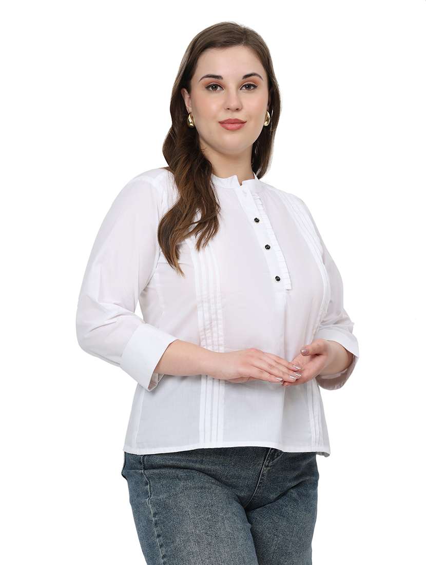women solid three quarter sleeves regular top - 22512286 -  Standard Image - 4