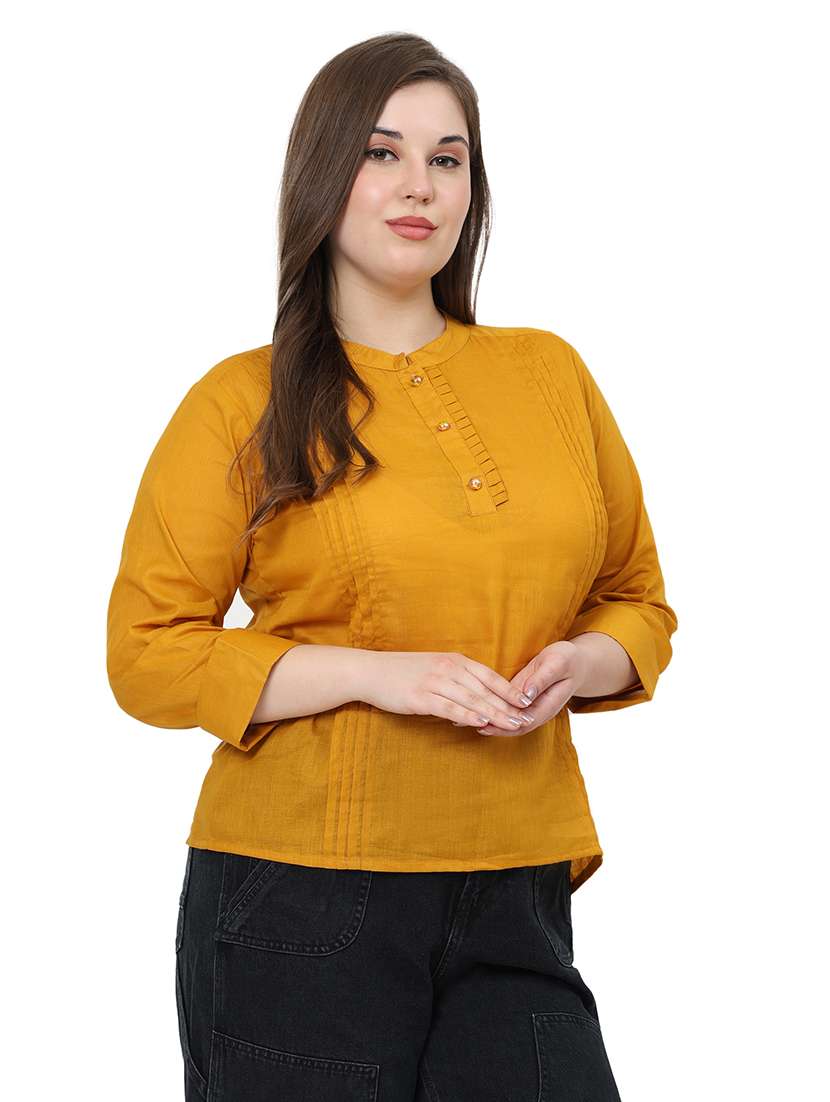 women solid three quarter sleeves regular top - 22512288 -  Standard Image - 4