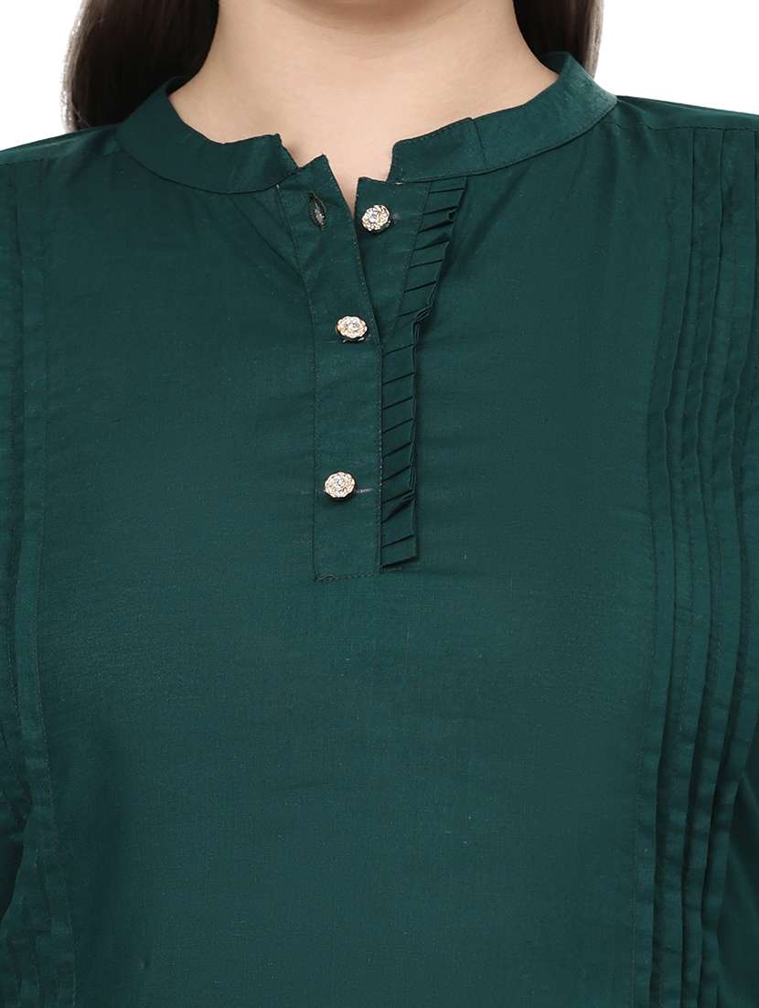 women solid three quarter sleeves regular top - 22512289 -  Standard Image - 1
