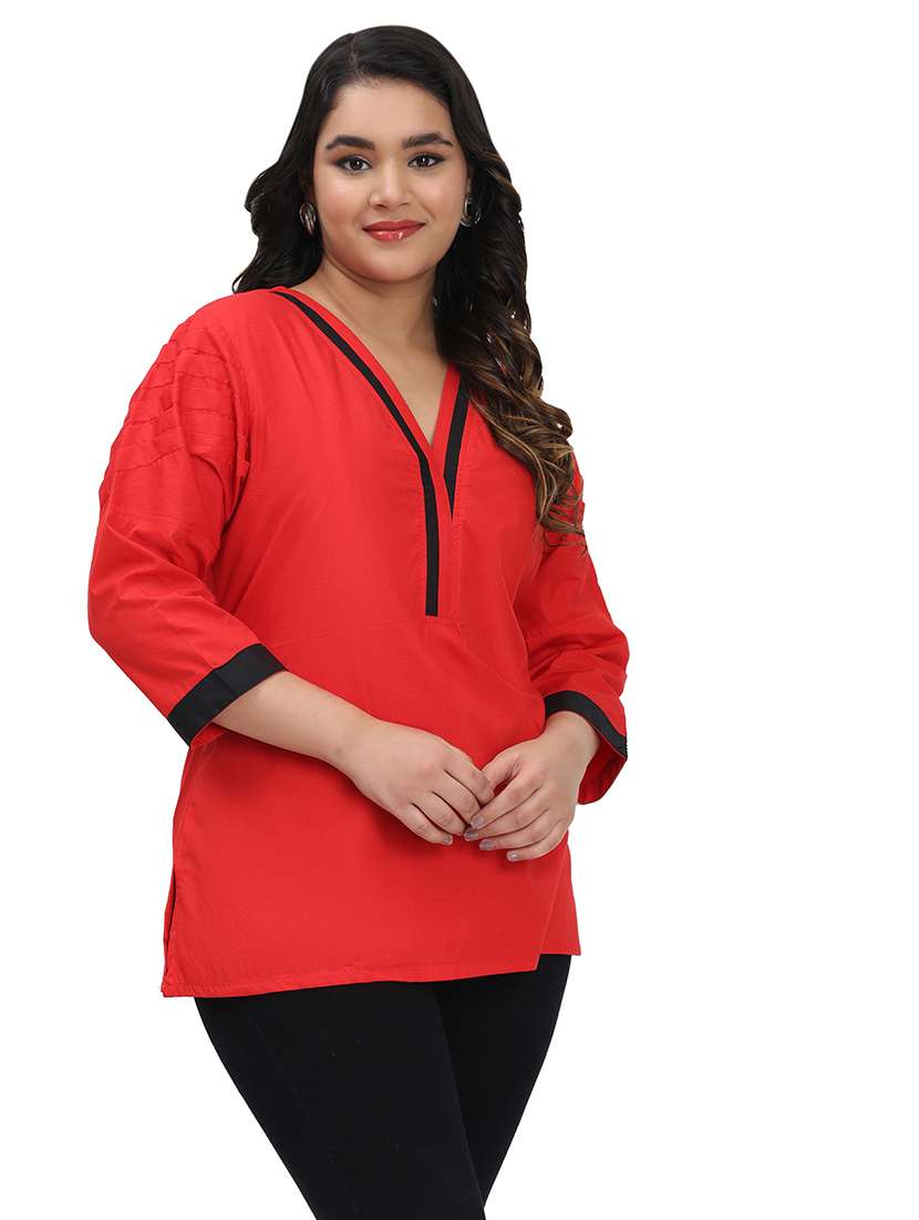 women solid three quarter sleeves regular top - 22512293 -  Standard Image - 4