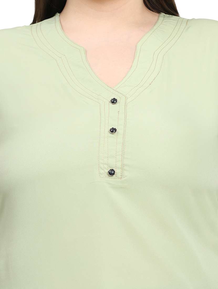women solid three quarter sleeves regular top - 22512300 -  Standard Image - 1