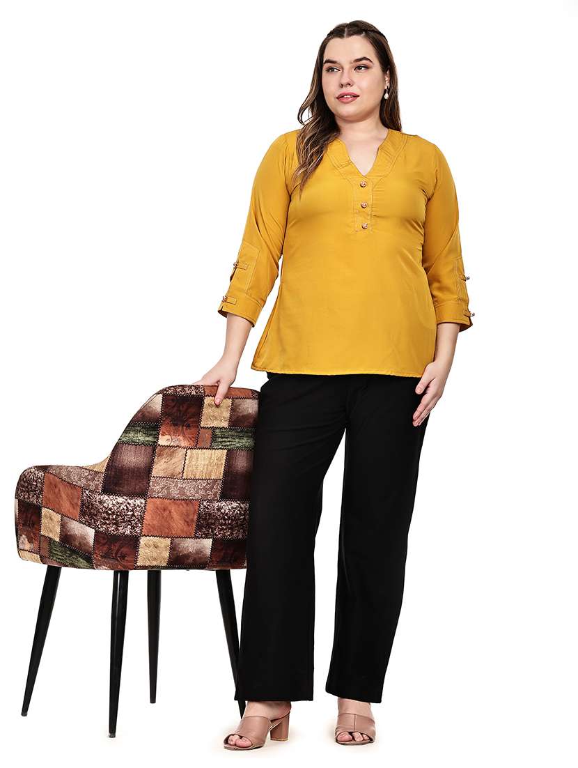 Women Solid Three Quarter Sleeves Regular Top - 22512302 -  Standard Image - 4