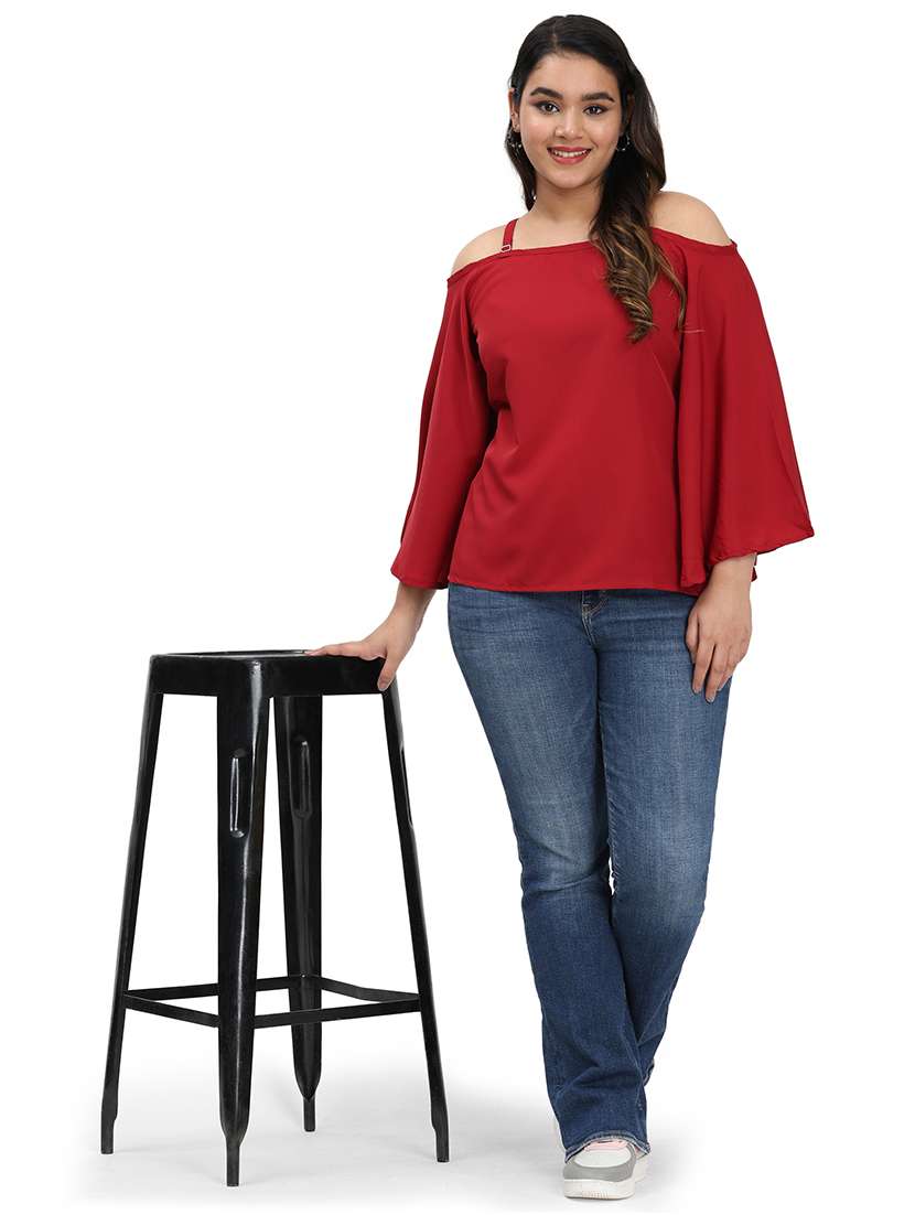 red crepe regular top - 22512307 -  Standard Image - 4