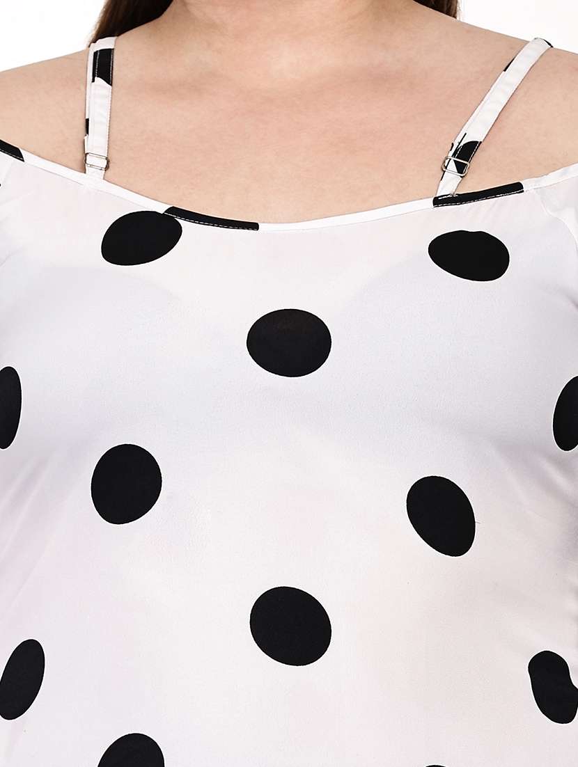 women polka dots cold shoulder top - 22512311 -  Standard Image - 1
