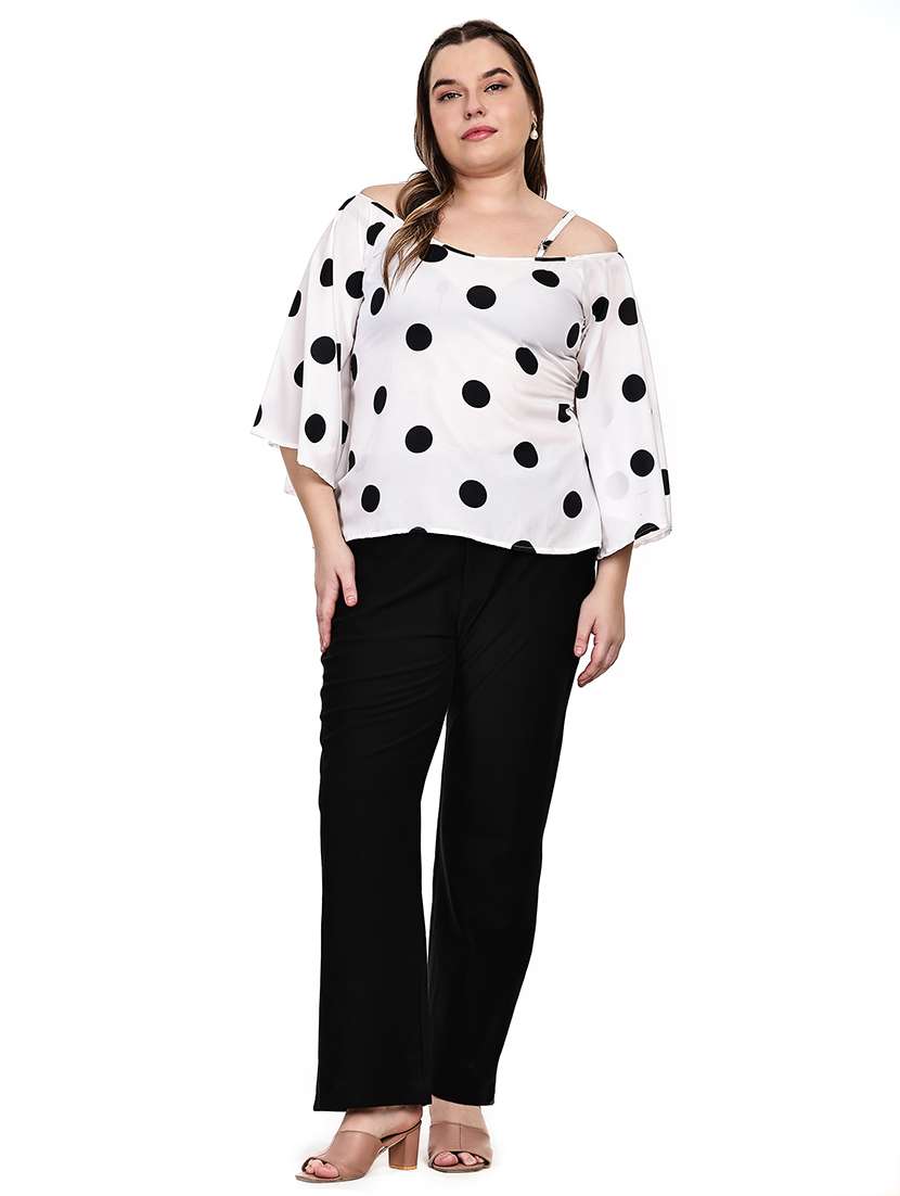 women polka dots cold shoulder top - 22512311 -  Standard Image - 4