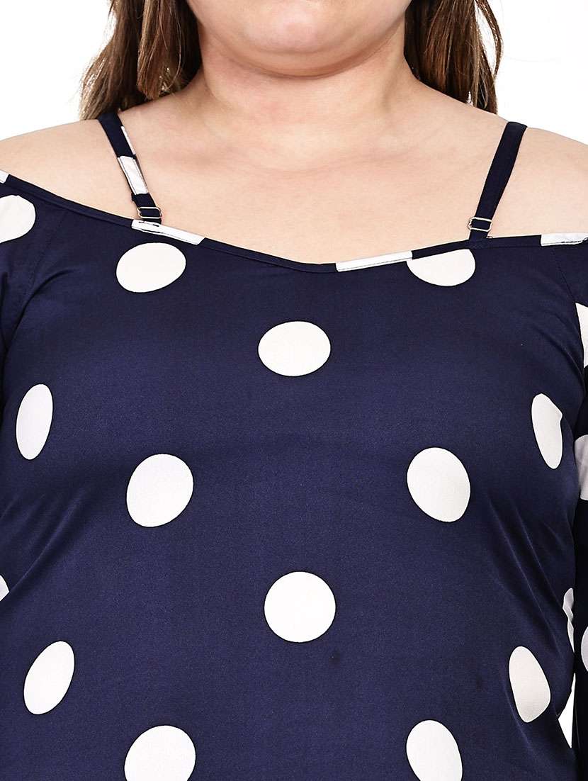 women polka dots cold shoulder top - 22512313 -  Standard Image - 1