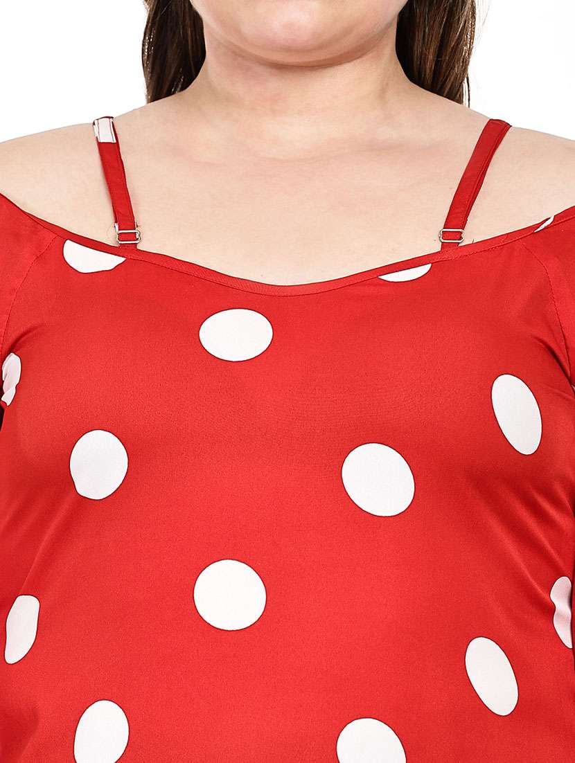 women polka dots cold shoulder top - 22512314 -  Standard Image - 1