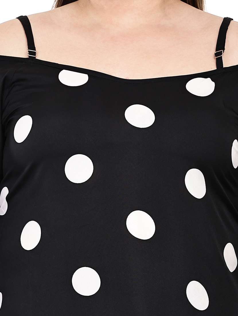 women polka dots cold shoulder top - 22512315 -  Standard Image - 1