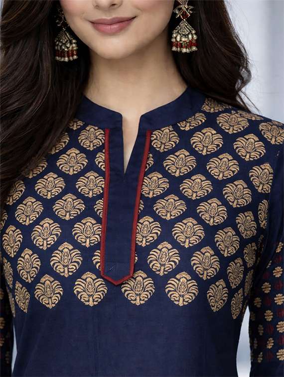 women printed three quarter sleeve straight kurta - 22512332 -  Standard Image - 1