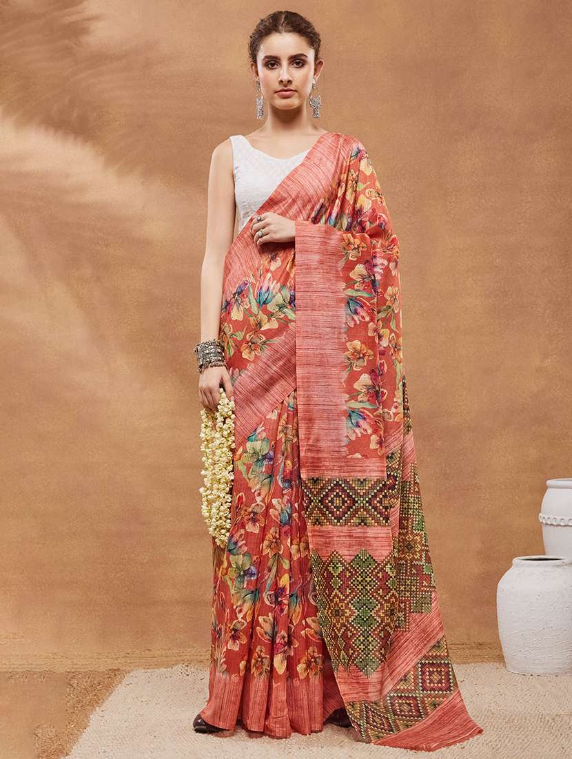 women floral ready to wear saree with blouse