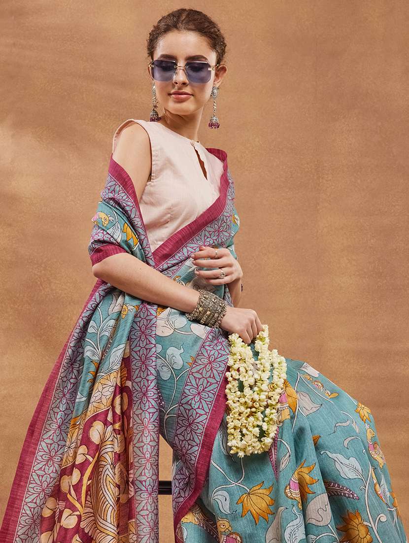women kalamkari ready to wear saree with blouse - 22512344 -  Standard Image - 1