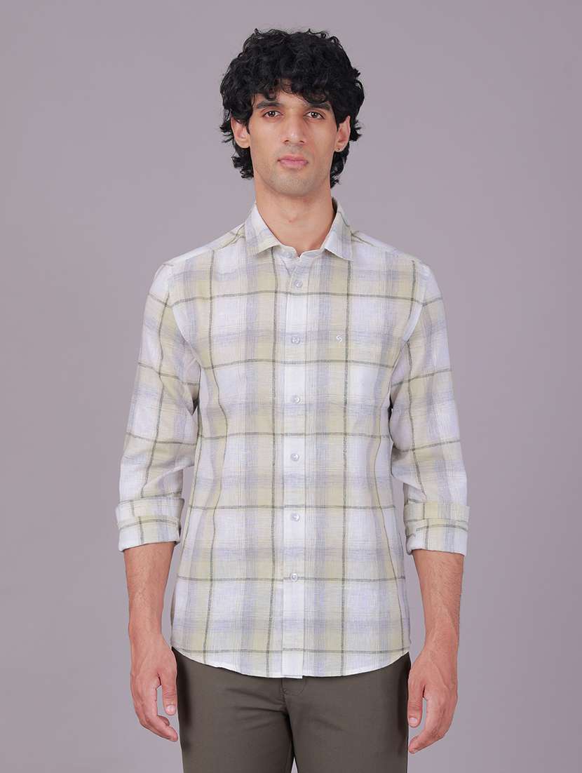men checkered long sleeve regular fit casual shirt