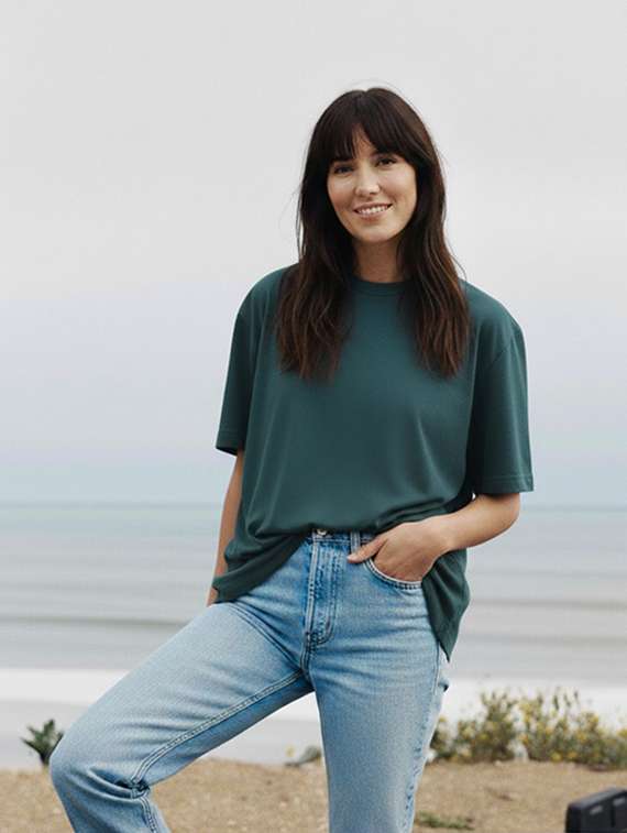 sea green cotton oversized tshirt - 22512501 -  Standard Image - 4