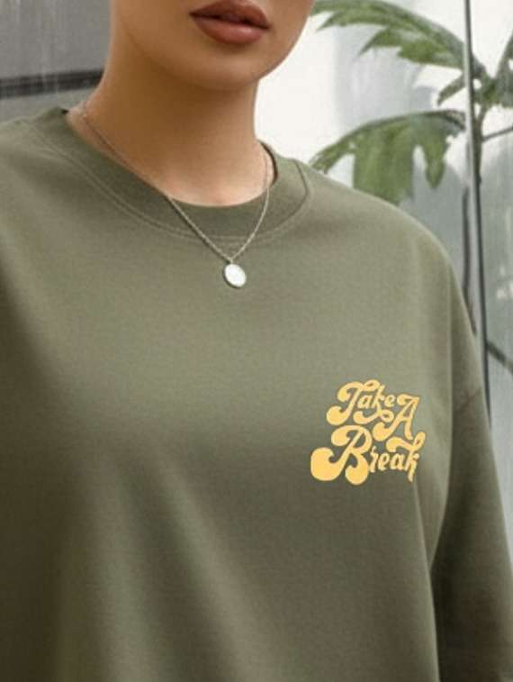 olive cotton oversized tshirt - 22512508 -  Standard Image - 1