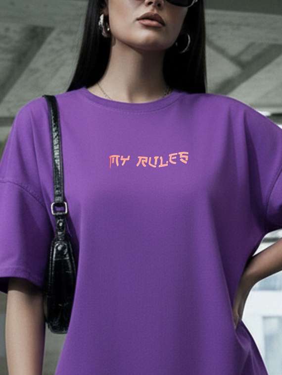 women printed round neck oversized t-shirt - 22512511 -  Standard Image - 1