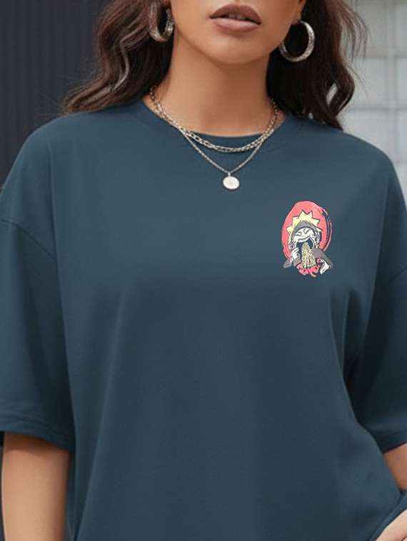 women printed round neck oversized t-shirt - 22512519 -  Standard Image - 1