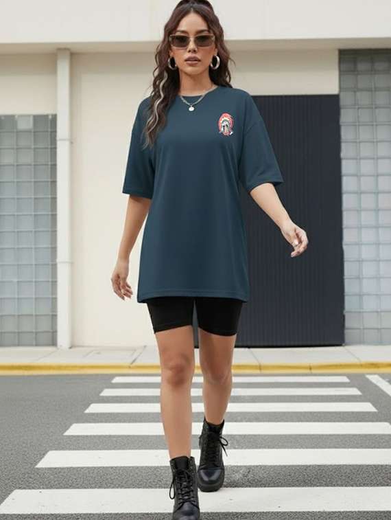 women printed round neck oversized t-shirt - 22512519 -  Standard Image - 4