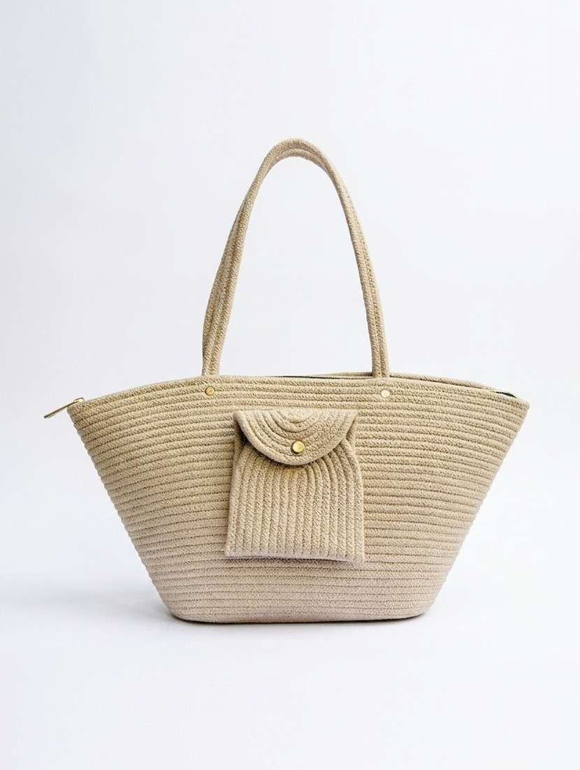 beige cotton tote bag with zip closure - 22512675 -  Standard Image - 1