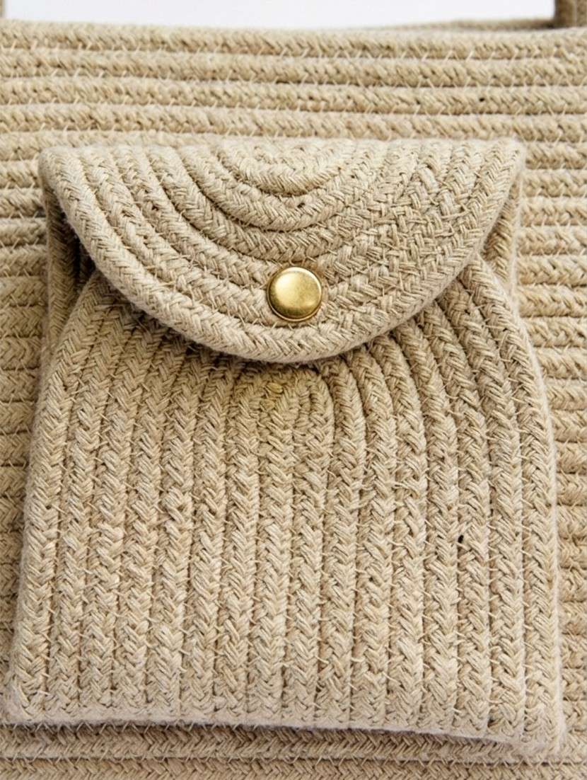beige cotton tote bag with zip closure - 22512675 -  Standard Image - 4