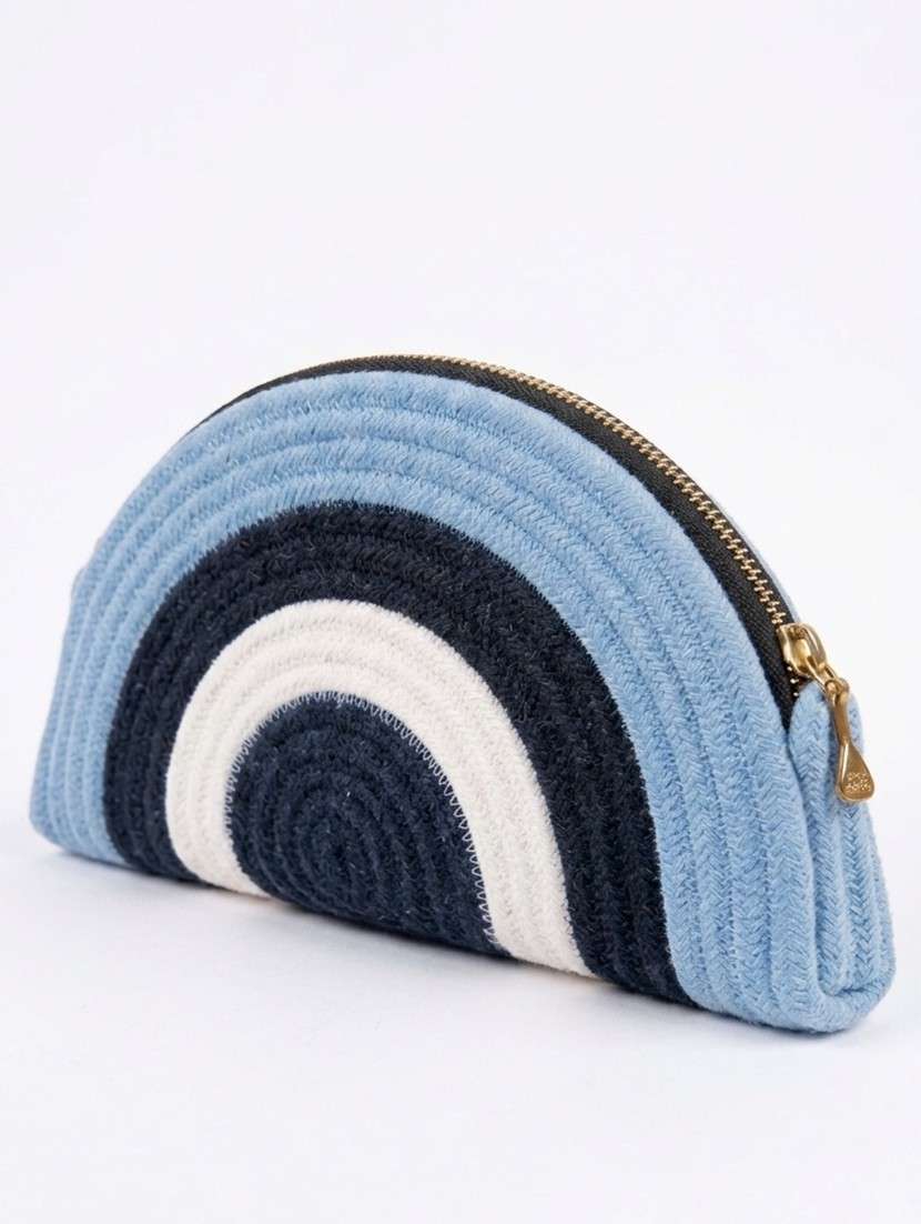 blue and white woven half moon shaped clutch bag - 22512676 -  Standard Image - 1
