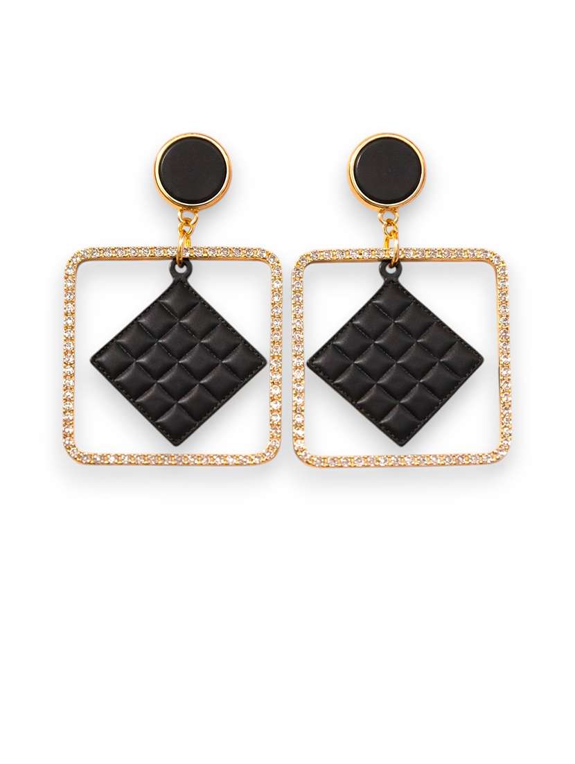 statement black & gold geometric drop earrings - 22512686 -  Standard Image - 1