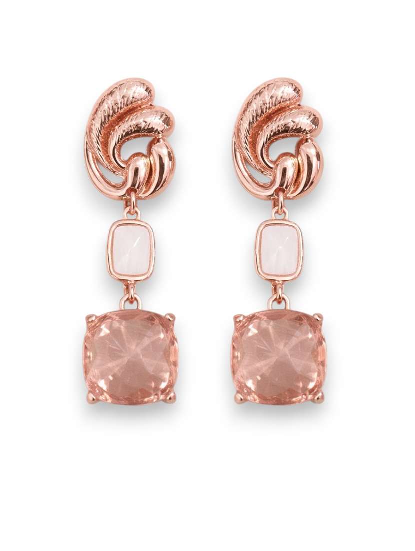 elegant rose gold drop earrings with blush stone - 22512687 -  Standard Image - 1