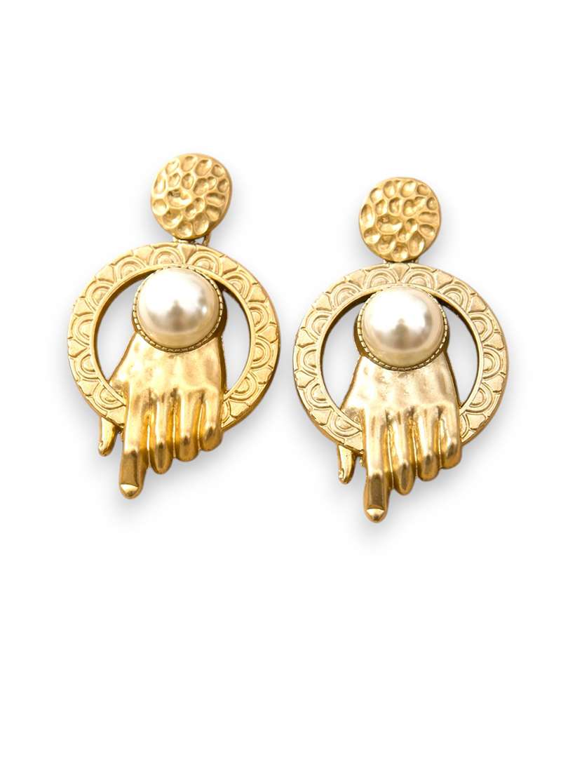 trendy gold-toned pearl drop statement earrings for women - 22512700 -  Standard Image - 1