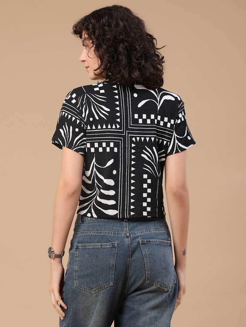women printed round neck crop t-shirt - 22512720 -  Standard Image - 4