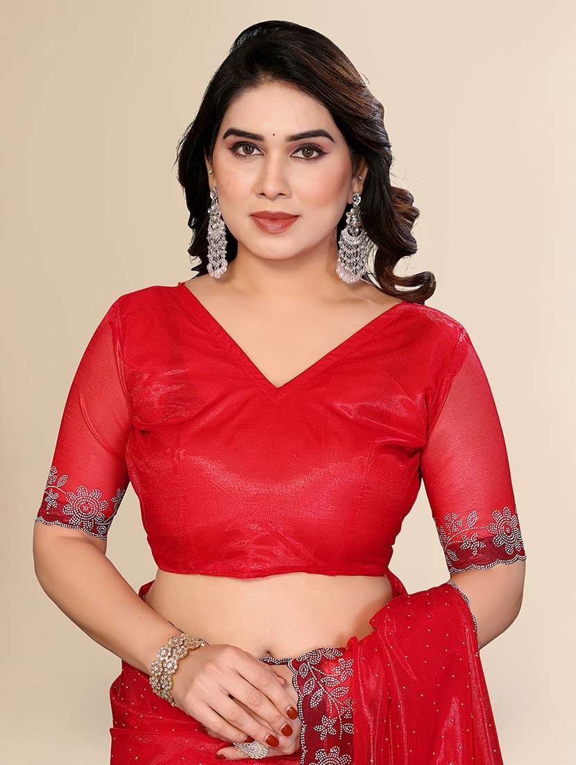 women solid with work embellished saree with blouse - 22512727 -  Standard Image - 4