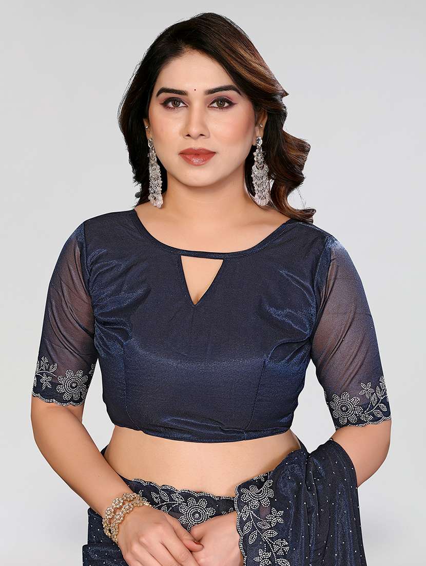 women solid with work embellished saree with blouse - 22512734 -  Standard Image - 4