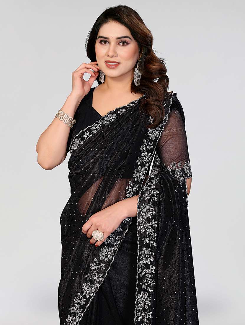 women solid with work embellished saree with blouse - 22512738 -  Standard Image - 1