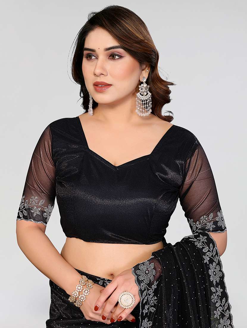 women solid with work embellished saree with blouse - 22512738 -  Standard Image - 4