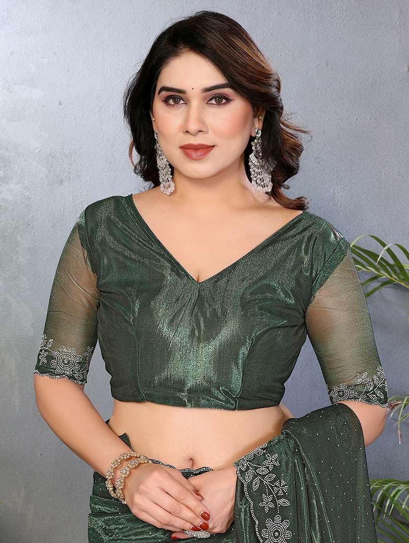 women solid with work embellished saree with blouse - 22512743 -  Standard Image - 4
