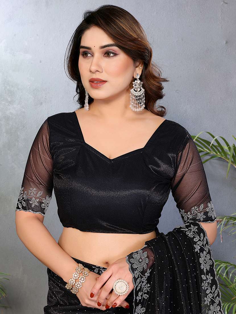 women solid with work embellished saree with blouse - 22512744 -  Standard Image - 4