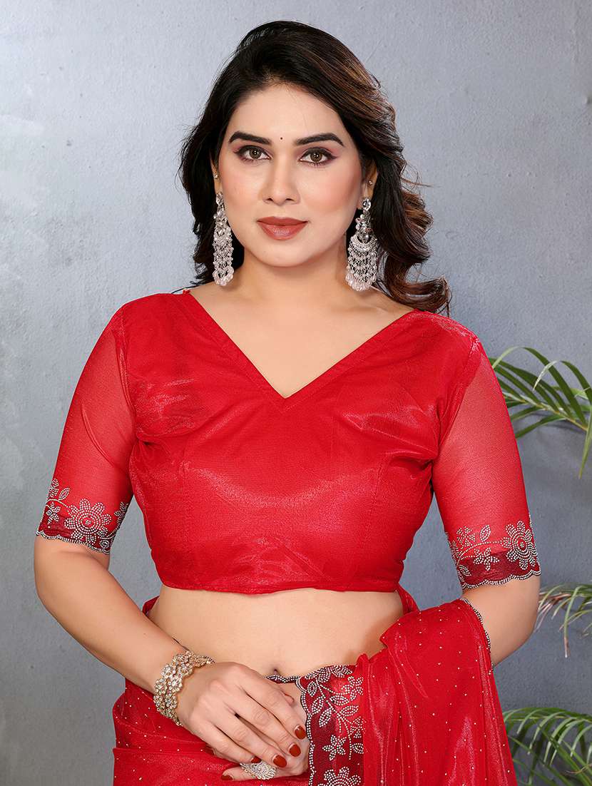 Women Solid With Work Embellished Saree With Blouse - 22512745 -  Standard Image - 4