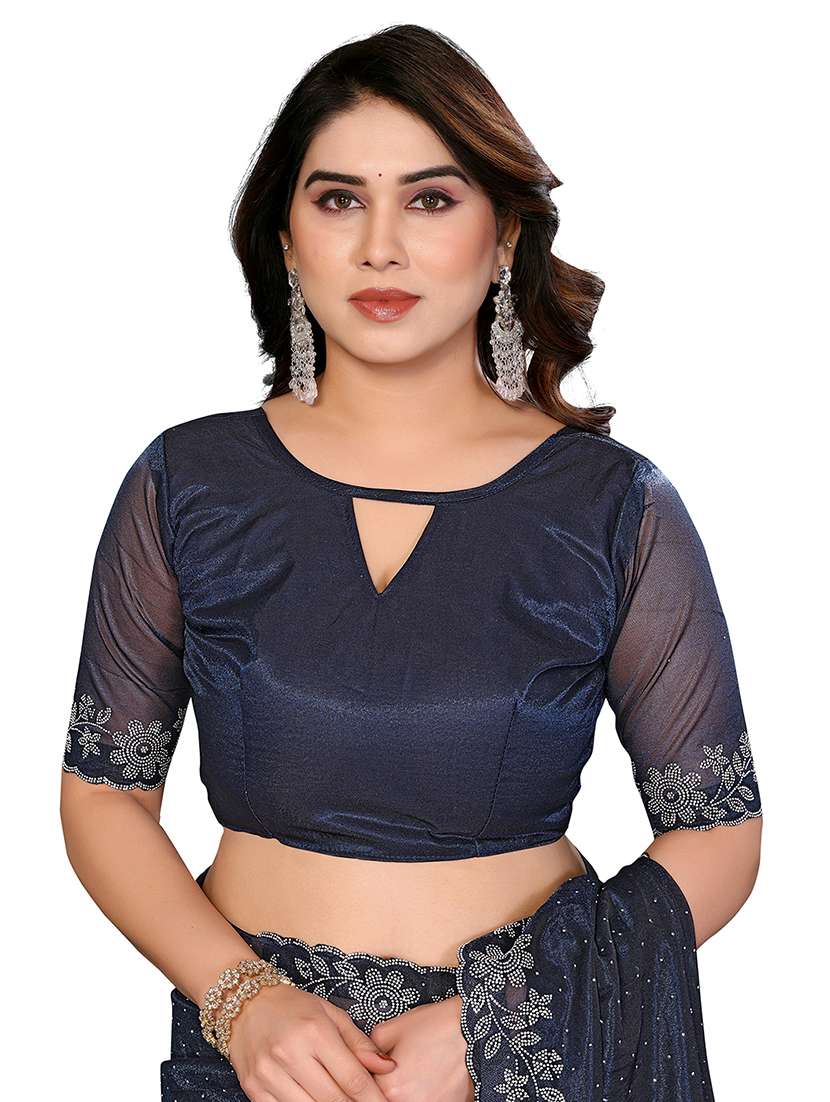 women solid with work embellished saree with blouse - 22512746 -  Standard Image - 4
