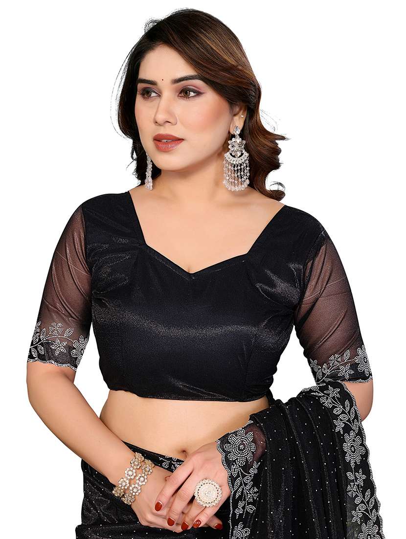 women solid with work embellished saree with blouse - 22512750 -  Standard Image - 4