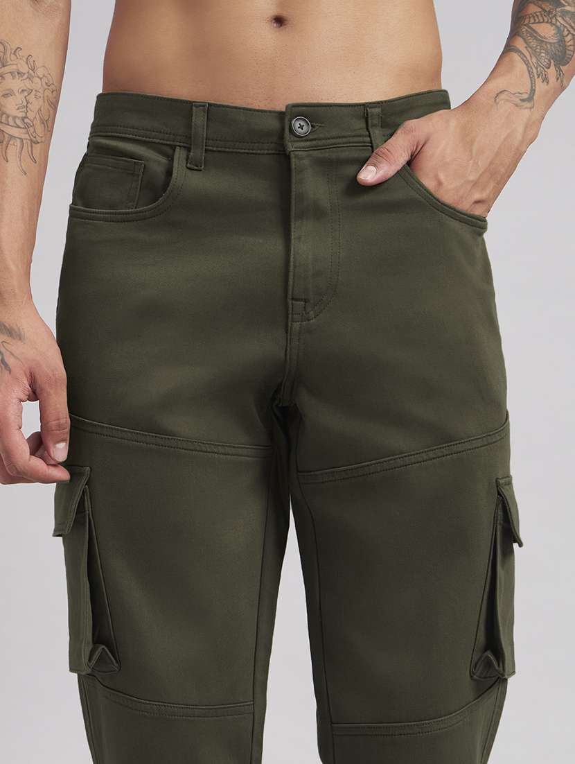 men solid mid rise regular fit cargo  - 22512754 -  Standard Image - 1