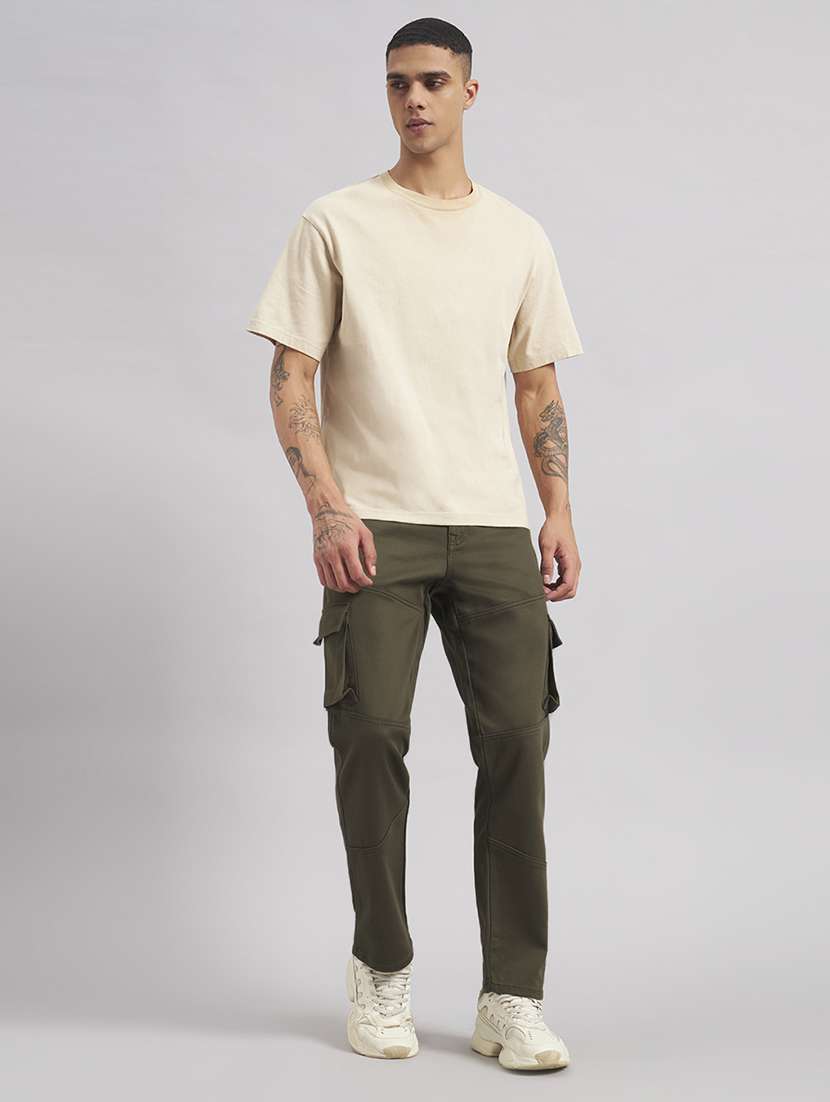 men solid mid rise regular fit cargo  - 22512754 -  Standard Image - 4