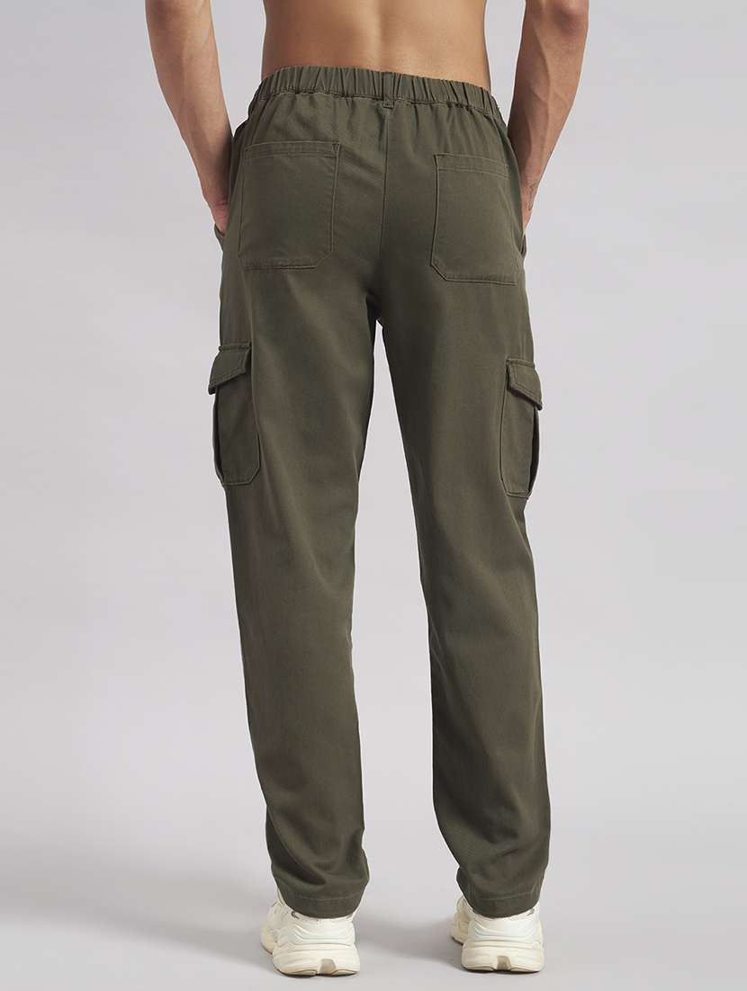 Men Solid Mid Rise Regular Fit Cargo - 22512756 -  Standard Image - 4