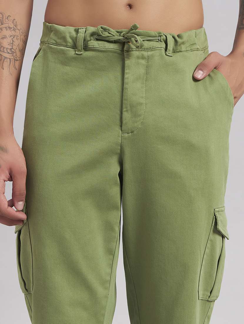 Men Solid Mid Rise Loose Fit Cargo - 22512757 -  Standard Image - 1