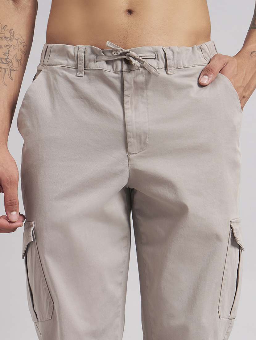 Men Solid Mid Rise Regular Fit Cargo - 22512758 -  Standard Image - 1